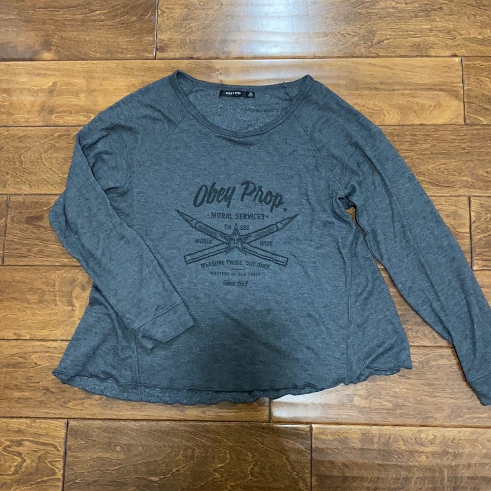 Obey flowy print raglan long sleeve top